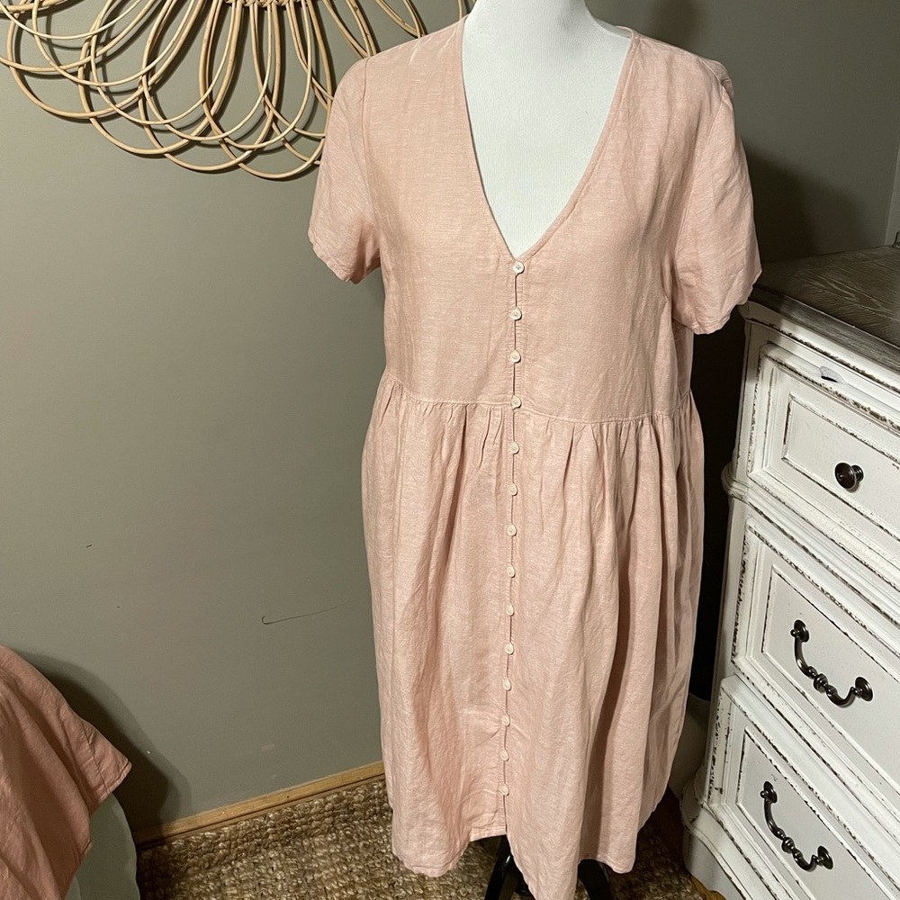 NWT Pink Linen blend Madewell dress